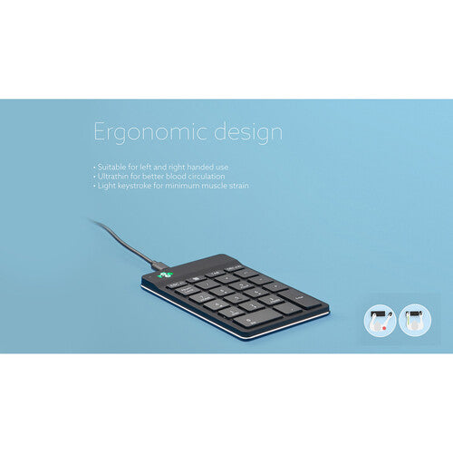 R-Go Tools Wired Numpad Break Teclado Numérico USB-C Ergonomía LED Negro