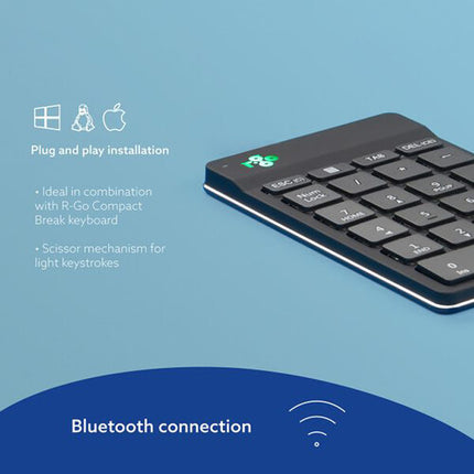 R-Go Tools Wireless Numpad Break teclado numérico inalámbrico 2.4 GHz luz LED negro