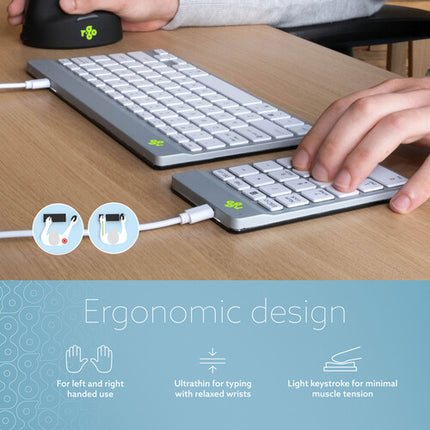 R-Go Tools Teclado Numérico Blanco USB-C con Luz LED Ergonómico