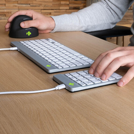 R-Go Tools Teclado Numérico Blanco USB-C con Luz LED Ergonómico