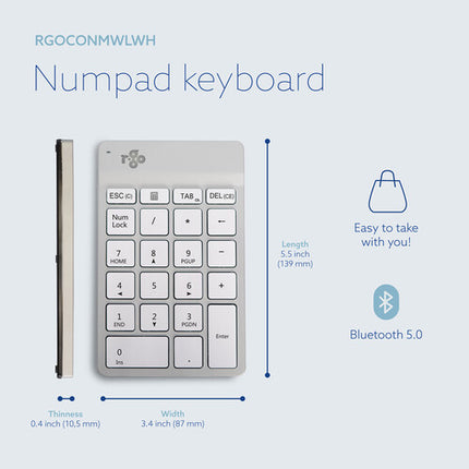 R-Go Tools Wireless Numpad Break teclado numérico inalámbrico 2.4 GHz luz LED blanco