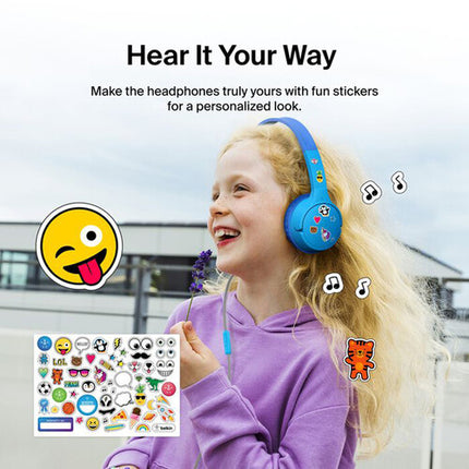 Belkin Auriculares On-Ear para Niños Azul con Limitador 85 dB y Micrófono