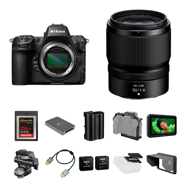 Nikon Z8 Cámara sin Espejo 45.7MP con Lente NIKKOR Z 50mm f1.4 y Kit de Creación