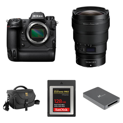 Nikon Z9 Cámara sin Espejo 45.7MP 8.3K Video Con Lente 14-24mm f/2.8 Kit Básico