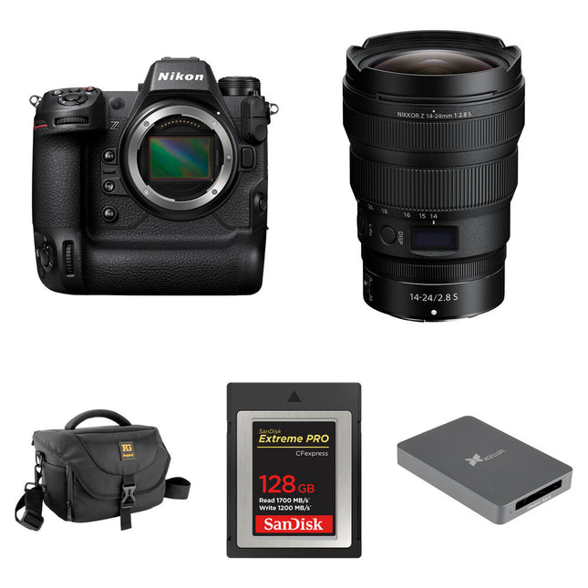 Nikon Z9 Cámara sin Espejo 45.7MP 8.3K Video Con Lente 14-24mm f/2.8 Kit Básico