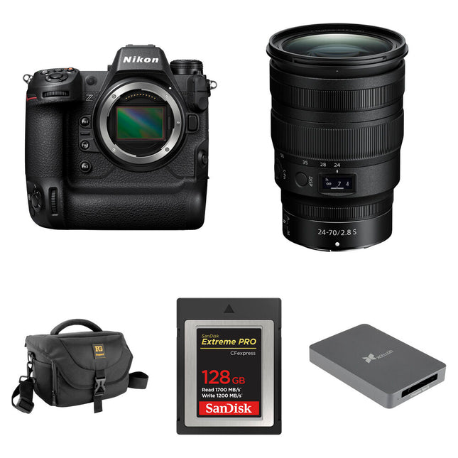 Nikon Z9 Cámara Sin Espejo 45.7MP con Lente 24-70mm f/2.8 y Kit Básico