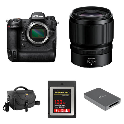 Nikon Z9 Cámara Sin Espejo 45.7MP con Lente 50mm f/1.4 y Kit Básico