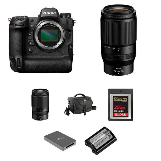 Nikon Z9 Cámara sin Espejo 45.7MP 8.3K 60p con Lentes 28-75mm y 70-180mm Kit Essentials+