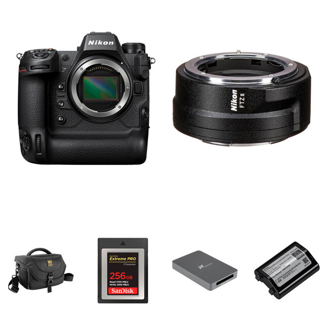 Nikon Z9 Cámara Sin Espejo 45.7MP 8.3K Video con Adaptador FTZ II y Kit Essentials+