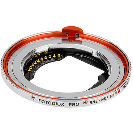 FotodioX Pro Fusion Adaptador AF inteligente de lentes Sony E-Mount a Nikon Z-Mount con soporte full frame y comunicación electrónica