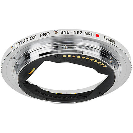 FotodioX Pro Fusion Adaptador AF inteligente de lentes Sony E-Mount a Nikon Z-Mount con soporte full frame y comunicación electrónica