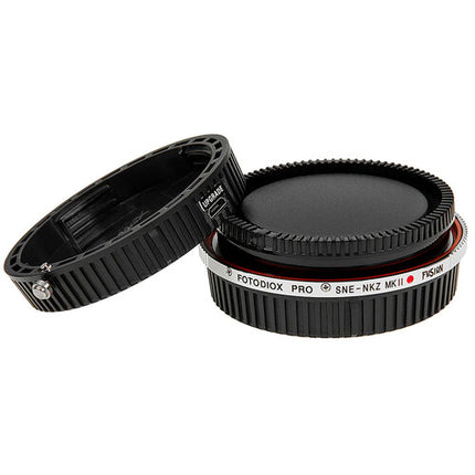 FotodioX Pro Fusion Adaptador AF inteligente de lentes Sony E-Mount a Nikon Z-Mount con soporte full frame y comunicación electrónica