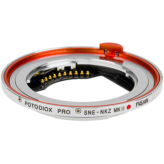 FotodioX Pro Fusion Adaptador AF inteligente de lentes Sony E-Mount a Nikon Z-Mount con soporte full frame y comunicación electrónica