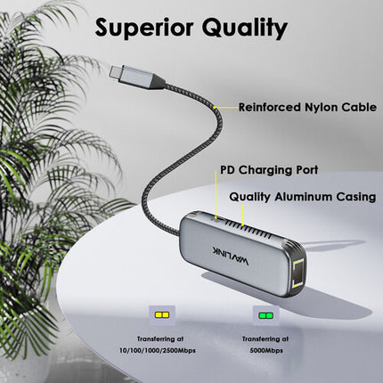 Wavlink USB-C 3.2 Gen 2 Adaptador Ethernet 5Gbit 95W Power Delivery