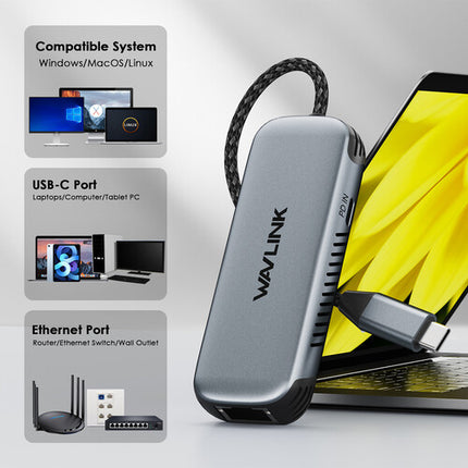 Wavlink USB-C 3.2 Gen 2 Adaptador Ethernet 5Gbit 95W Power Delivery