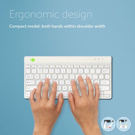 Teclado inalámbrico ergonómico compacto R-Go Tools Compact Wireless Break blanco QWERTY US