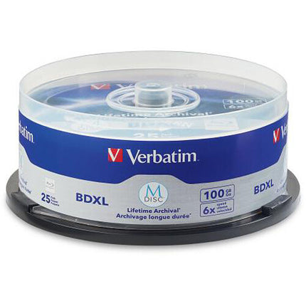 Verbatim M DISC BDXL 100GB Discos Blu-ray 6x 25 Unidades Spindle