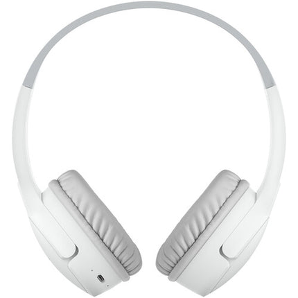 Auriculares inalámbricos Belkin SoundForm Mini para niños blancos con USB-C 30 horas batería y volumen limitado 85 dB