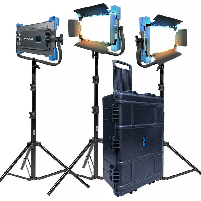 Dracast Pro Series II LED500 Panel LED Bi-Color Kit 3 Luces V-Mount 10x5.5" 2700-6500K