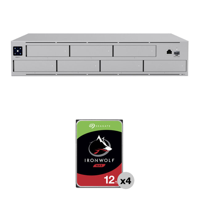 Ubiquiti 48TB UNAS Pro NAS con 7 Bahías y 4 x 12TB IronWolf