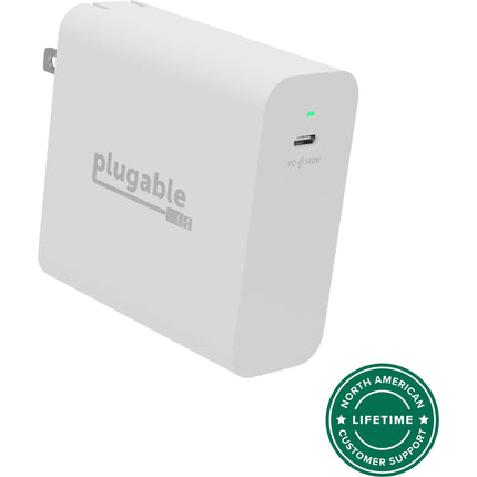 Plugable Adaptador de corriente USB-C GaN 140W con enchufe plegable y PD 3.1