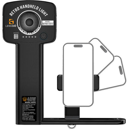 LENSGO 40SHC PRO Luz LED Portátil Retro Bicolor 40W 2600-7000K Kit Completo