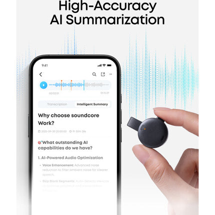Soundcore by Anker Grabadora de Voz AI con Transcripción 32 Horas Negro