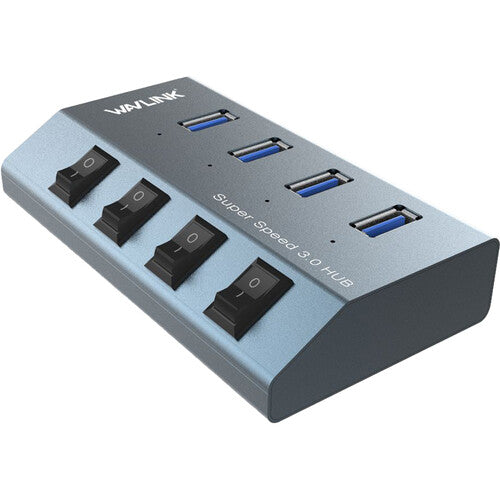 Wavlink Hub USB-A 3.0 4 Puertos 5 Gb/s Carga Rápida 2.4A Adaptador DC