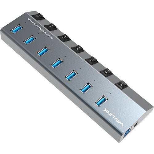Wavlink 7-Port USB-A 3.0 Hub con 48W Adaptador y 7 Puertos USB 3.0