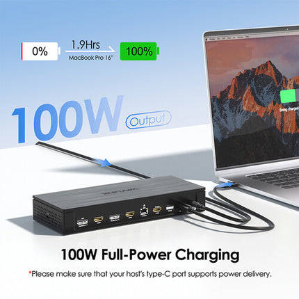 Wavlink DisplayLink 7400 Docking Station 13 en 1 Dual 8K Quintuple 4K 130W