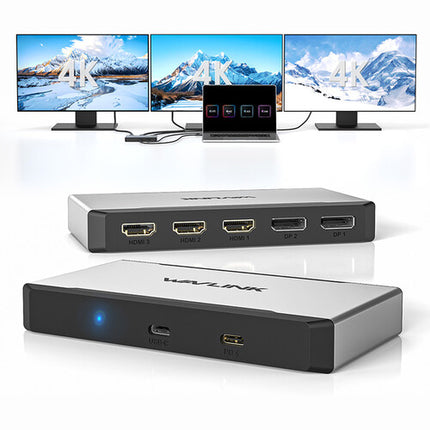 Wavlink Triple 4K 95W USB-C USB-A Dock de Pantalla con 3 HDMI y 2 DisplayPort