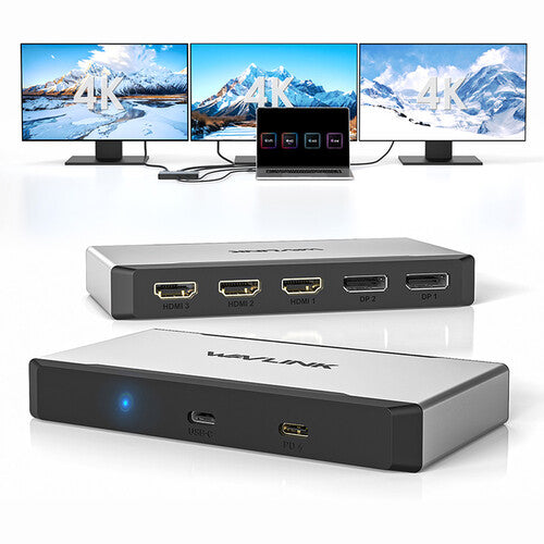 Wavlink Triple 4K 95W USB-C USB-A Dock de Pantalla con 3 HDMI y 2 DisplayPort