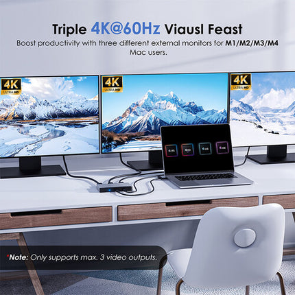 Wavlink Triple 4K 95W USB-C USB-A Dock de Pantalla con 3 HDMI y 2 DisplayPort