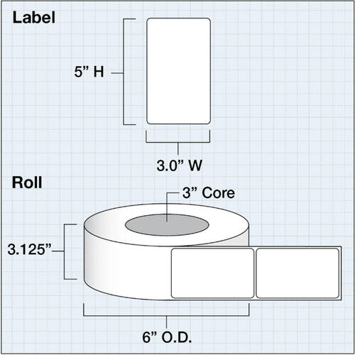 Primera Etiquetas de Papel Gloss Premium 3x5 Pulg 525 por Roll Core 3"