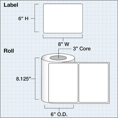 Primera Etiquetas de Papel Gloss Premium 8 x 6 Pulgadas 450 Unidades Rollo 3 Pulgadas Núcleo