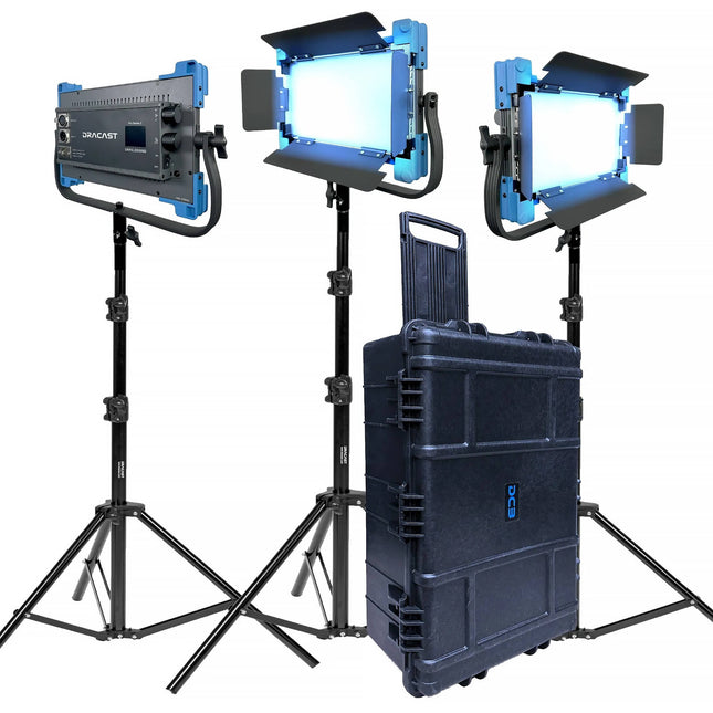 Dracast Pro Series II LED500 Panel de Luz LED Diurna Kit 3 Luces 1142 Lux 5600K Gold Mount