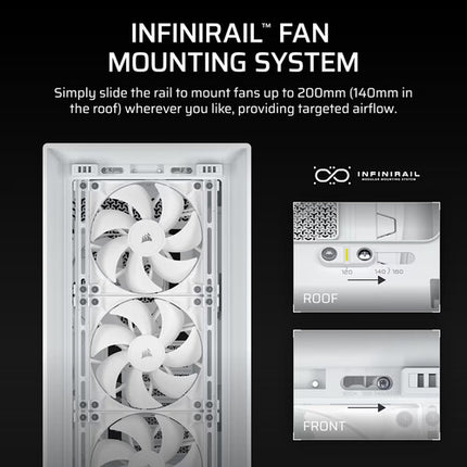 CORSAIR FRAME 5000D RS Caja Mid-Tower ATX Blanca con 4 Ventiladores PWM y Soporte E-ATX