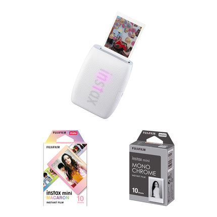 FUJIFILM instax mini Link 3 Impresora portátil 2x3" con Bluetooth 5.1 y película color y monocromática Clay White