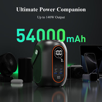 Wavlink Estación de Energía Portátil Magnética 54000mAh 4 Puertos USB Pantalla LCD Linterna