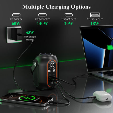 Wavlink Estación de Energía Portátil Magnética 54000mAh 4 Puertos USB Pantalla LCD Linterna