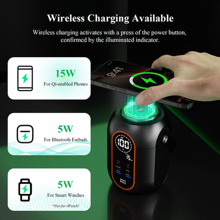 Wavlink Estación de Energía Portátil Magnética 54000mAh 4 Puertos USB Pantalla LCD Linterna