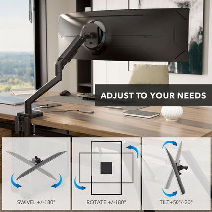 Mount-It! MI-12001 Soporte de Escritorio para Monitores 17 a 49" con Brazos de Resorte Gas 44 lb Capacidad