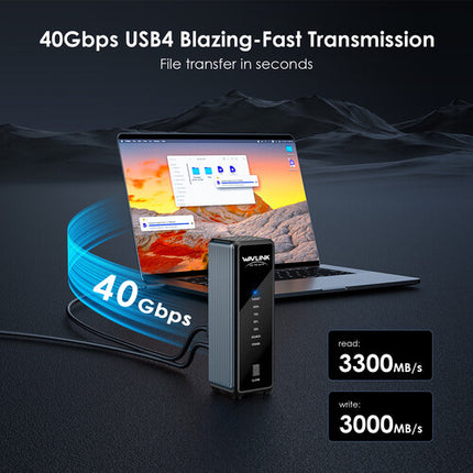 Wavlink USB4 PCIe NVMe Caja Doble SSD M.2 2280 Velocidad 3300MB/s