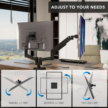 Mount-It! MI-12003 Soporte de Escritorio para 2 Monitores 17 a 35" brazo 44 lb extensible 16.7"