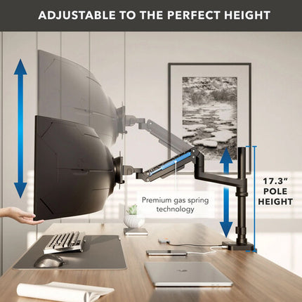 Mount-It! MI-12004 Soporte de escritorio para monitores de 17 a 49 pulgadas con brazo de resorte y capacidad de 20 kg