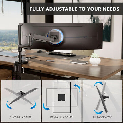Mount-It! MI-12004 Soporte de escritorio para monitores de 17 a 49 pulgadas con brazo de resorte y capacidad de 20 kg
