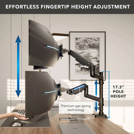 Mount-It Soporte para Monitores Apilados Doble 47 Pulgadas Negro Mate
