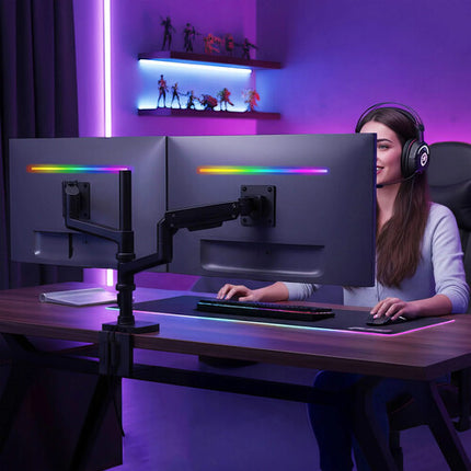 Mount-It Soporte para Monitores Apilados Doble 47 Pulgadas Negro Mate