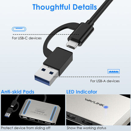 Wavlink Adaptador USB-C a DisplayPort y HDMI Dual 4K 60Hz