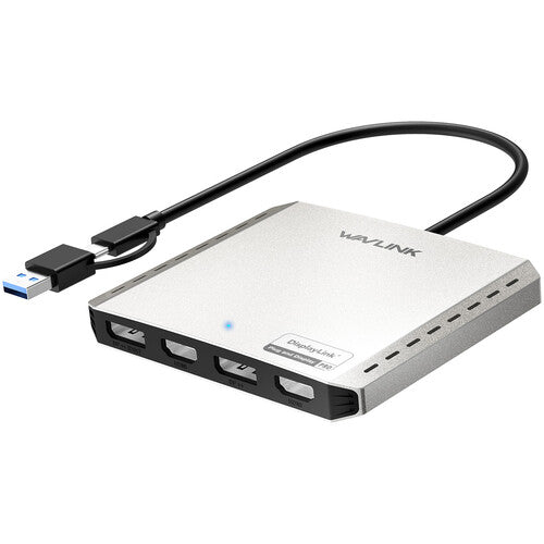 Wavlink Quad 4K 85W Adaptador Universal de Pantalla 4 Salidas 85W USB-C a USB-A